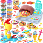 Juegos de masa de color 2 en 1 para niños de 2 a 4-8 años, máquina de helado y pizza de Kitchen Creations, juguetes de comida de arte y manualidades para niños de 3 años en adelante, niñas y niños, 8