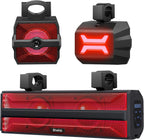 Ehaho Barra de sonido estéreo UTV de 2.1 canales (subwoofer) y altavoces, barra de sonido Bluetooth ATV de 16.9 pulgadas con luces RGB, altavoces impermeables para carrito de golf, barra de sonido