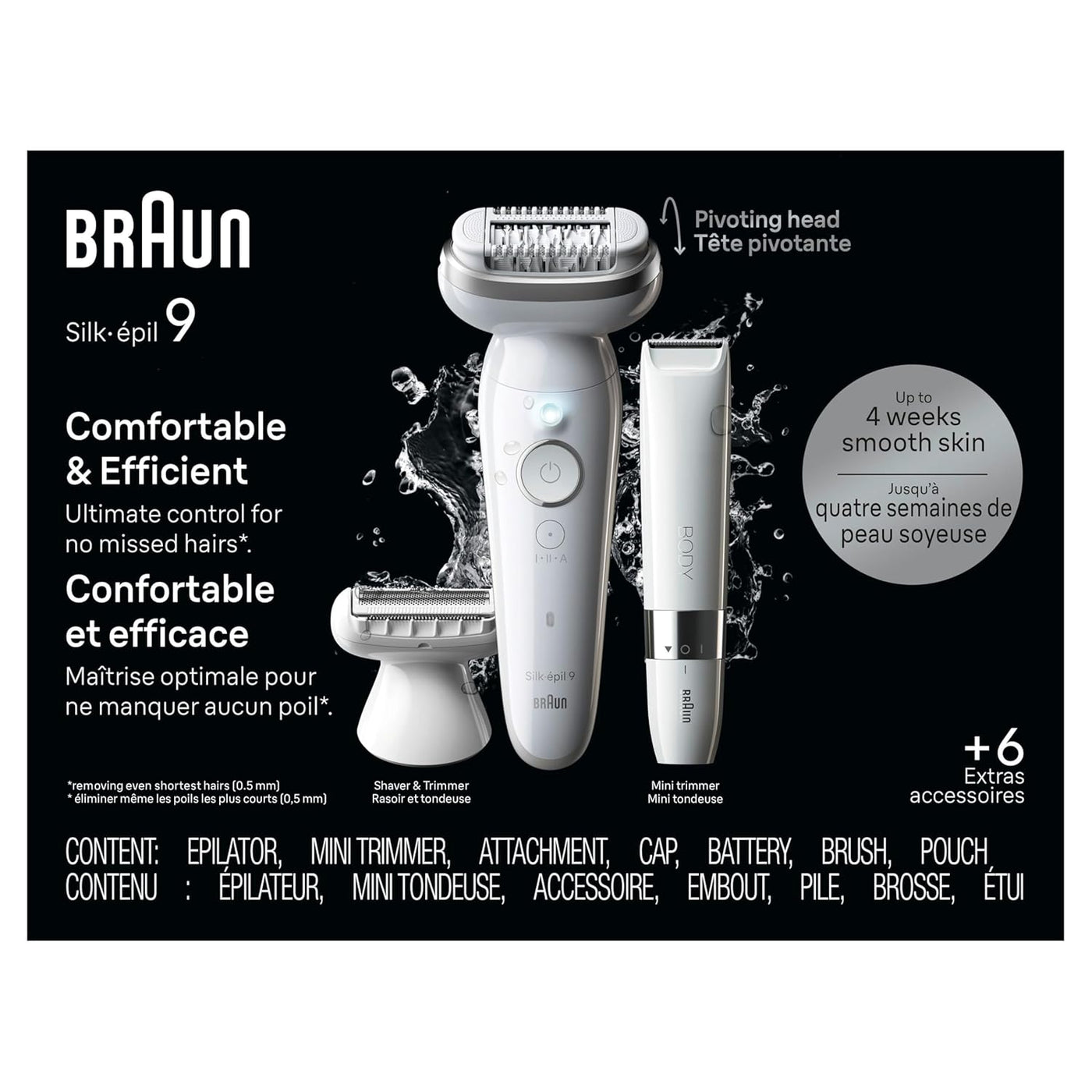 Braun Depiladora Silk-épil 9, cabezal pivotante, húmedo y seco, inc...