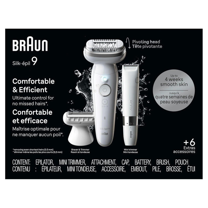 Braun Depiladora Silk-épil 9, cabezal pivotante, húmedo y seco, inc...