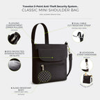 Travelon - Mini bolsa clásica de hombro antirrobo