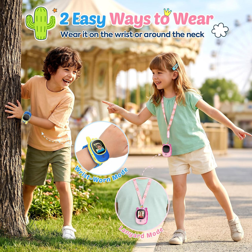 Walkie Talkies de video para niños, paquete de 2 con diseño desgastado en