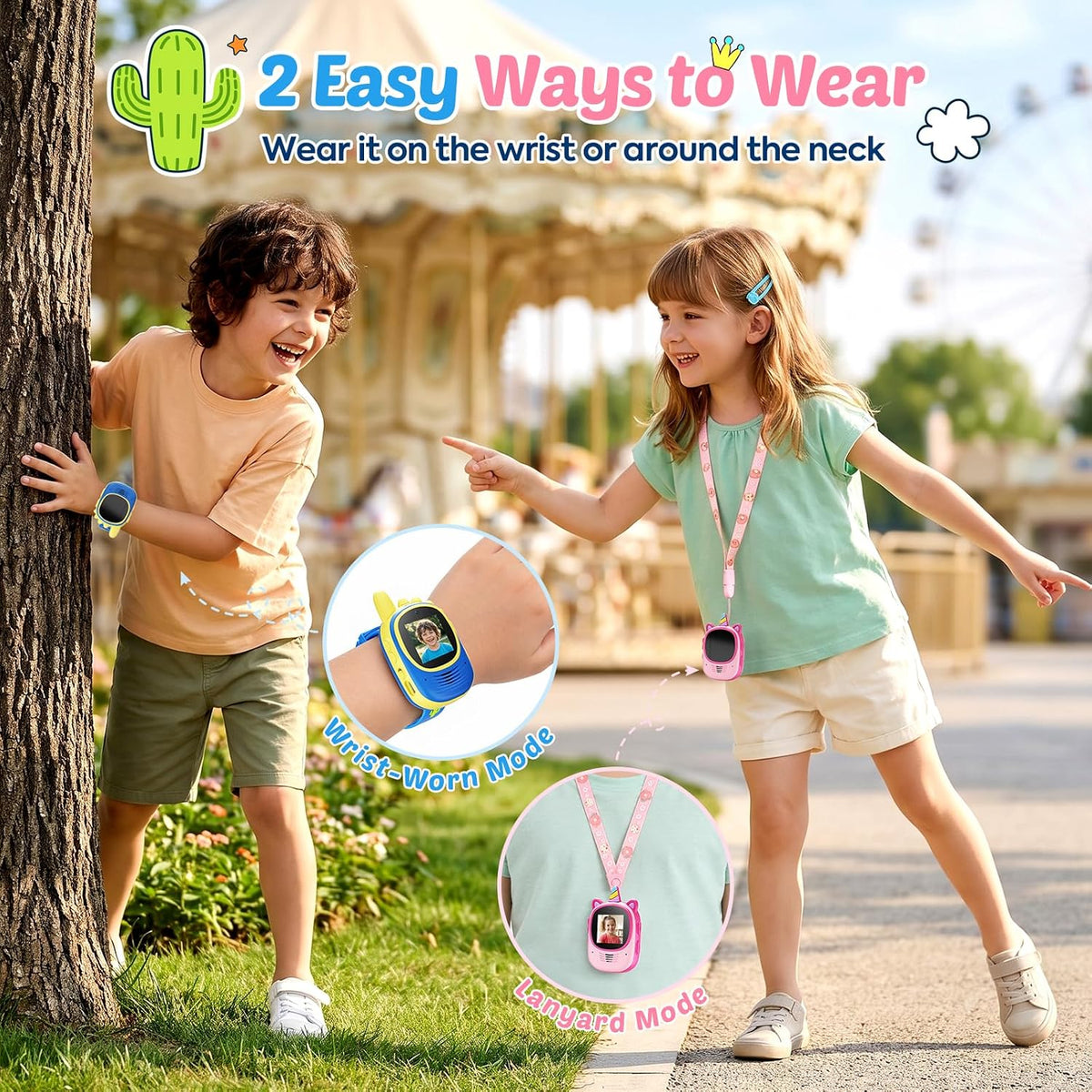 Walkie Talkies de video para niños, paquete de 2 con diseño desgastado en