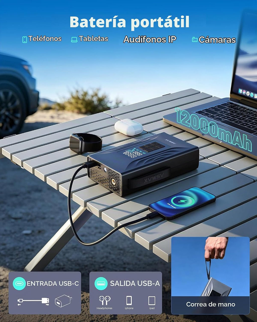 ASMAX Arrancador de salto T20 7-en-1 con compresor de aire, caja de salto
