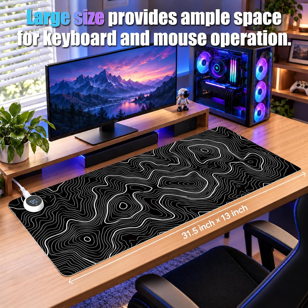 Almohadilla de Escritorio Caliente, Mapa Topográfico, Alfombrilla Caliente para Ratón con 5 Configuraciones de Calor