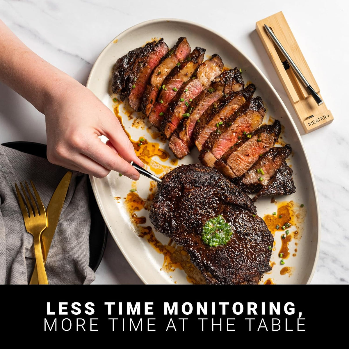 MEATER Termómetro Plus, azúcar morena, King of the Grill, Bluetooth, 165