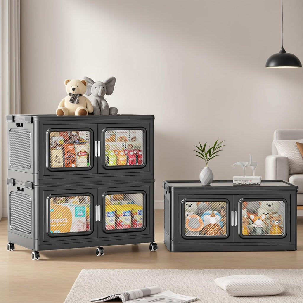 BROVIEW Contenedores apilables de almacenamiento con tapas de 900 cuartos