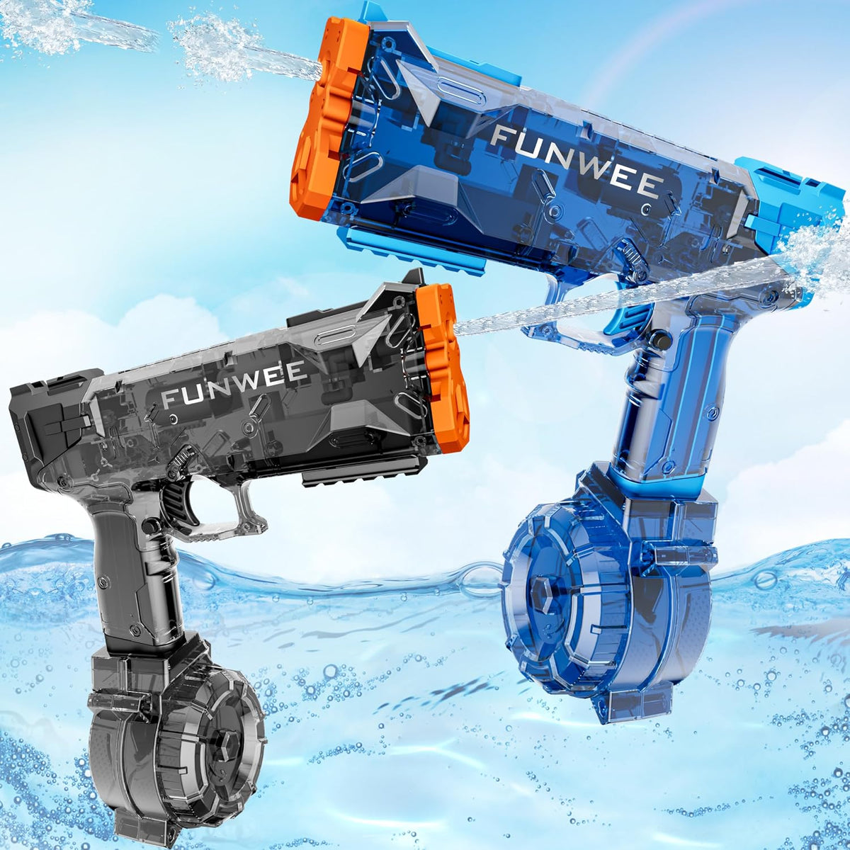 2 unidades de pistolas de agua eléctricas para niños y adultos, pistola de agua de largo alcance potente, pistola de agua automática completa más fuerte de alta capacidad con más de 400
