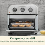 Cuisinart Horno Tostador Freidora de Aire Compacto, Freidora de Acero Inoxidable con Funciones 6-en-1, Temperatura Ajustable, Incluye Estante para Horno, Bandeja para Hornear y Cesta para Freidora de