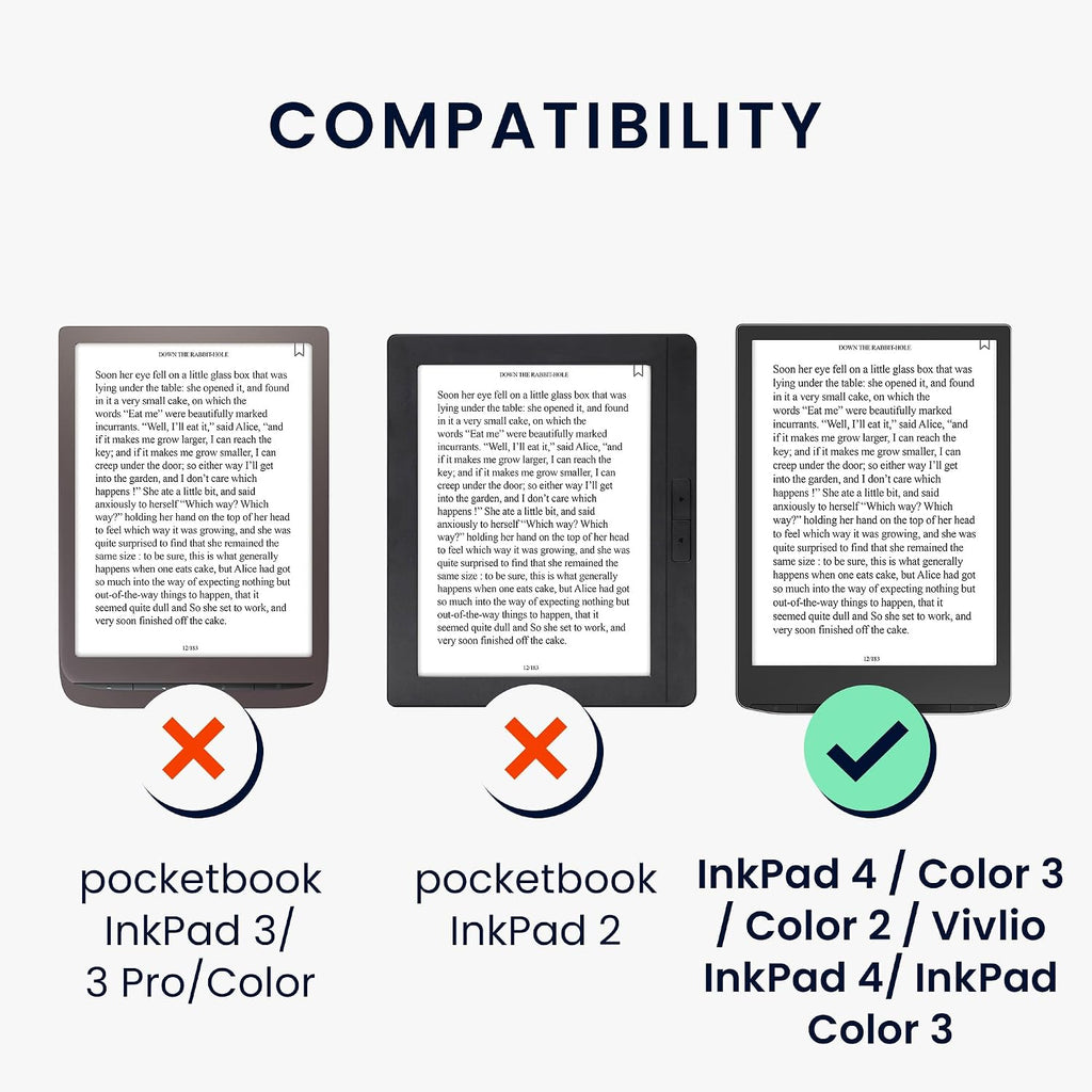 kwmobile Funda para Pocketbook InkPad 4/Color 3/2 / Vivlio InkPad 4/Color 3 - Funda delgada de piel sintética para lector electrónico con soporte y función de sueño automático - Negro
