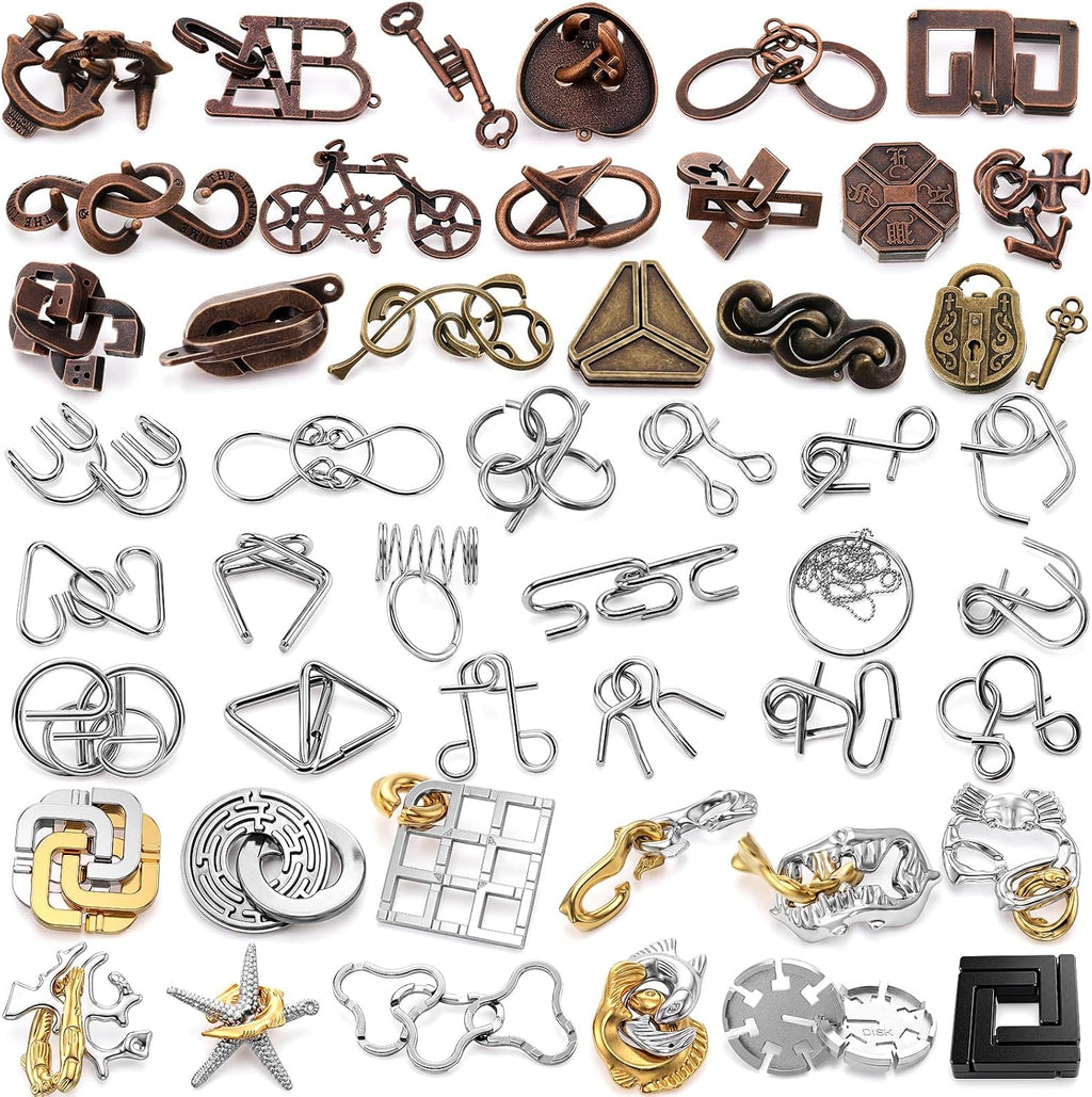 Juego de 48 rompecabezas de metal para adultos, a la moda