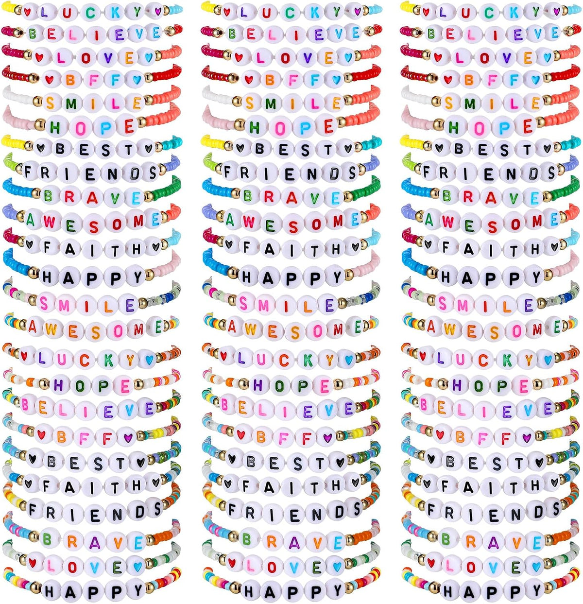 96 Pcs Pulseras de Amistad con Cuentas: Favors de Fiesta Inspiradores al por Mayor