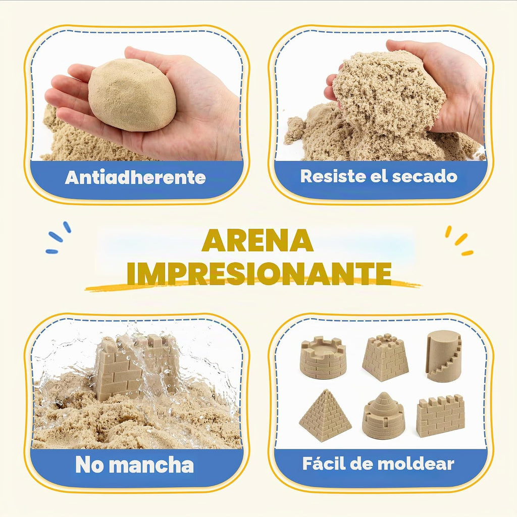Billeeit Kit de construcción de arena con caja de arena, arena, camiones y