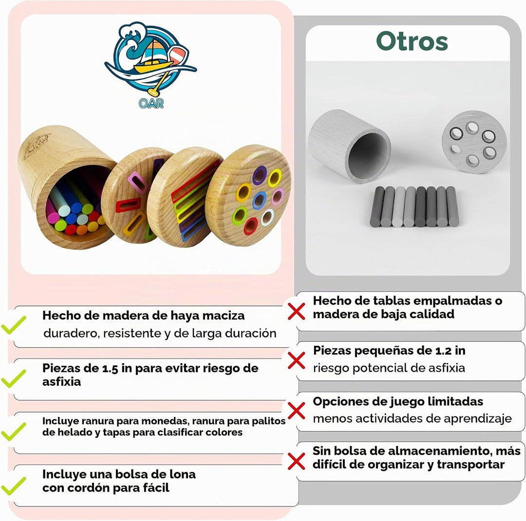 OAR Juguetes Montessori de madera para bebés y niños pequeños 1-3,...