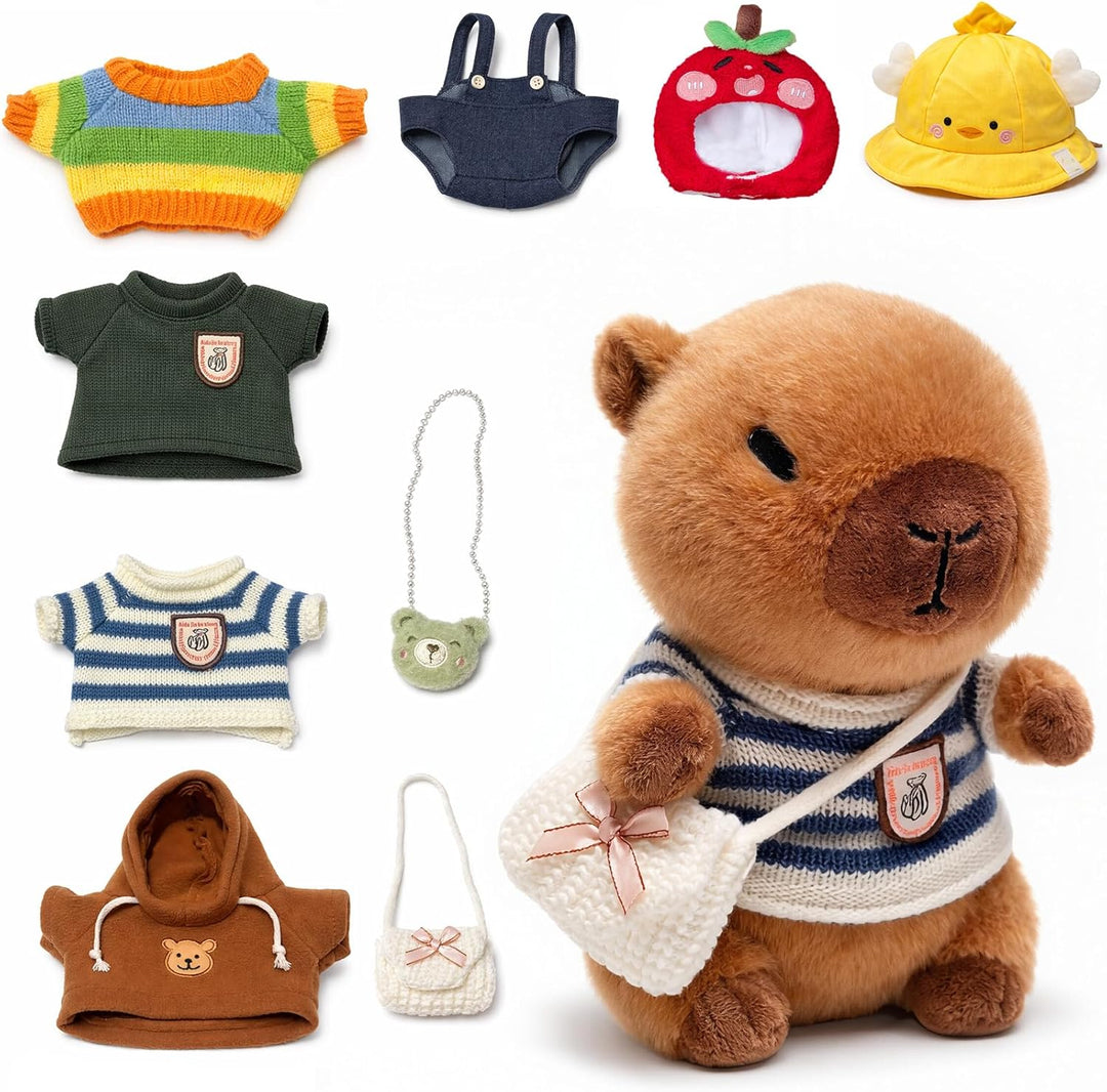 TITQWOP Peluche Capybara marrón de 10.2 pulgadas con 9 prendas y ac...