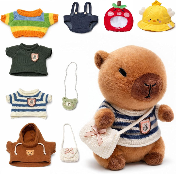 TITQWOP Peluche Capybara marrón de 10.2 pulgadas con 9 prendas y ac...