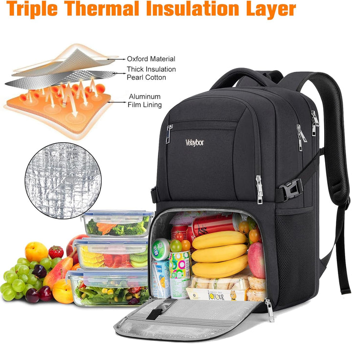 Velaybor Mochila de almuerzo aislada para laptop de 17 pulgadas, mo...