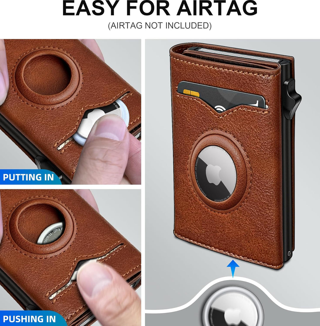 Cartera miyozi Airtag para hombre, con bolsillo para billetes, 2 ve...