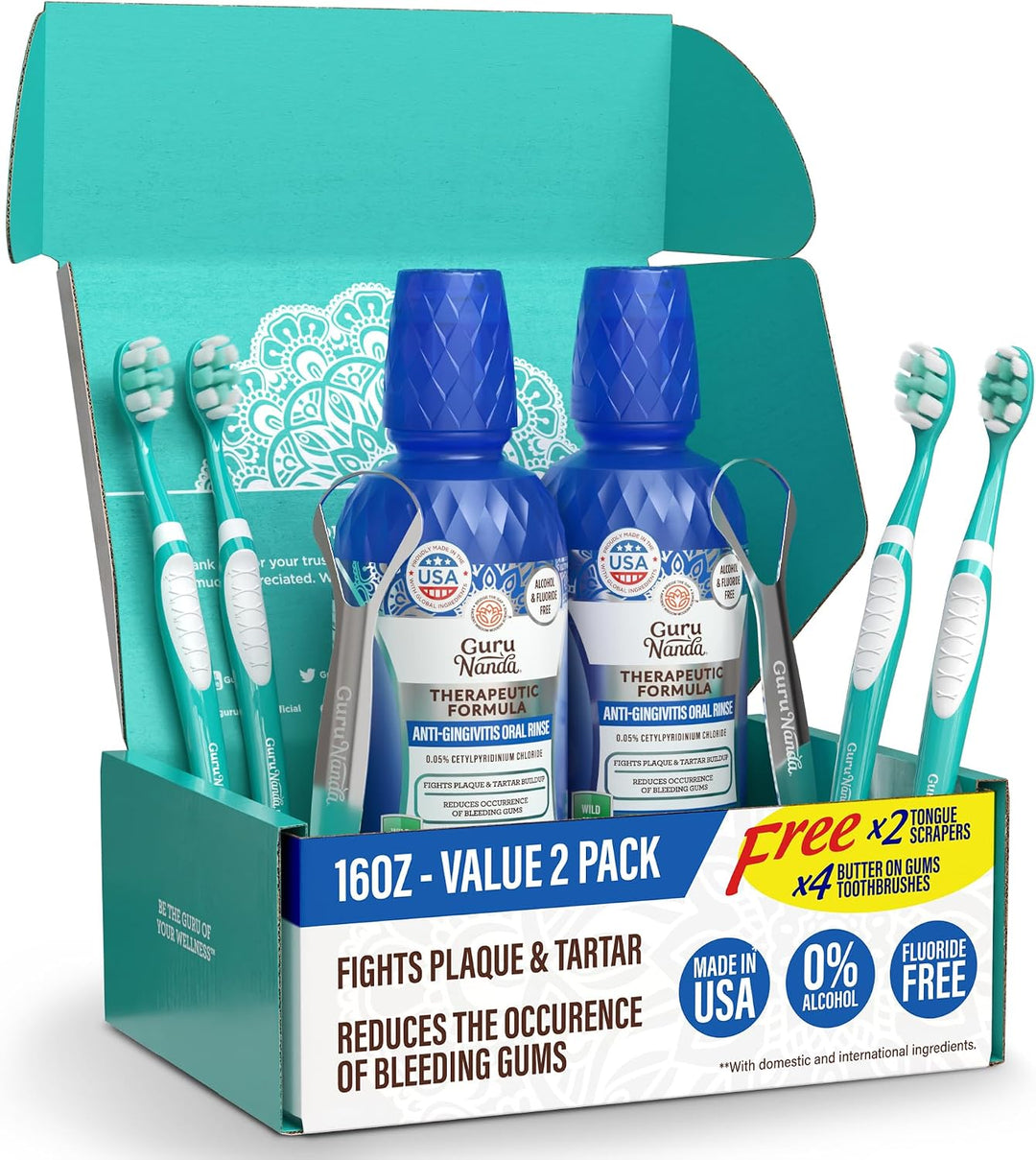 GuruNanda Enjuague bucal de encías saludables para gingivitis y san...