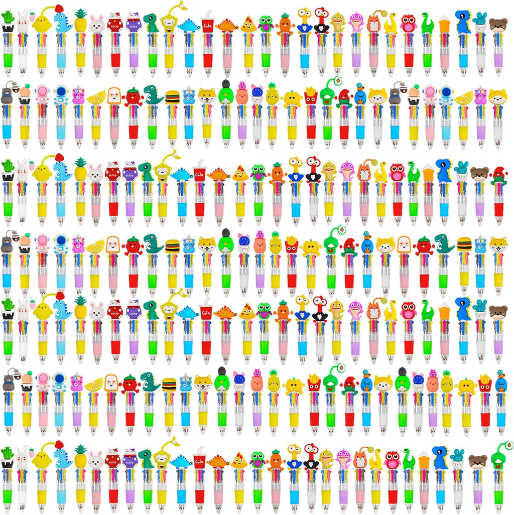 CZWZ 200 mini bolígrafos multicolores en uno 4 en 1 a granel, bolígrafo para cumpleaños y fiestas, regalos divertidos, bolígrafo Kawaii de tinta surtida