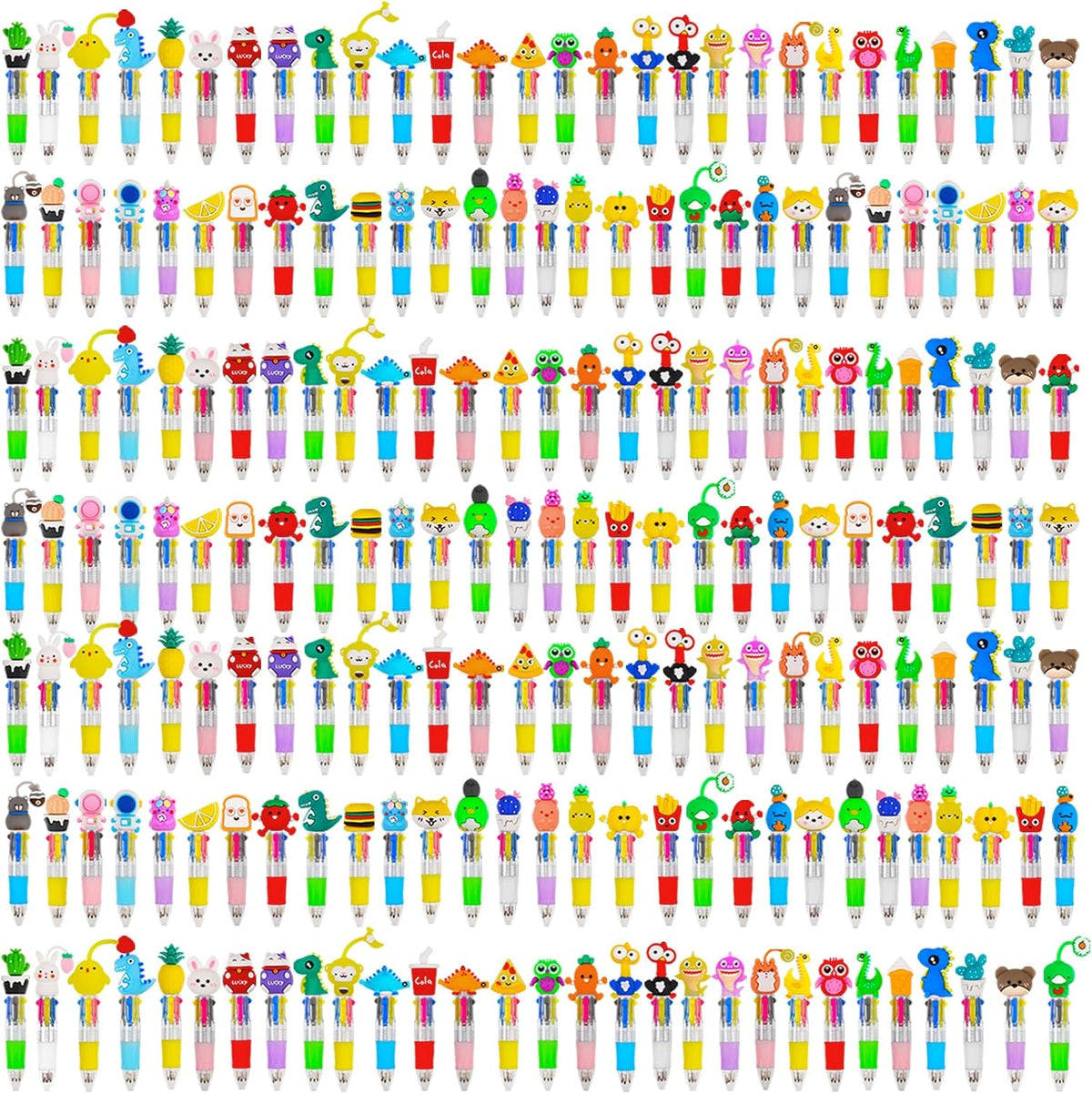 CZWZ 200 mini bolígrafos multicolores en uno 4 en 1 a granel, bolígrafo para cumpleaños y fiestas, regalos divertidos, bolígrafo Kawaii de tinta surtida