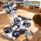 Avión de control remoto para niños, 2 en 1, avión RC Stunt RC Drift, avión de espuma para interiores y exteriores con carreras, trucos, juguetes de regalo para niños, niñas y adultos de 8, 9