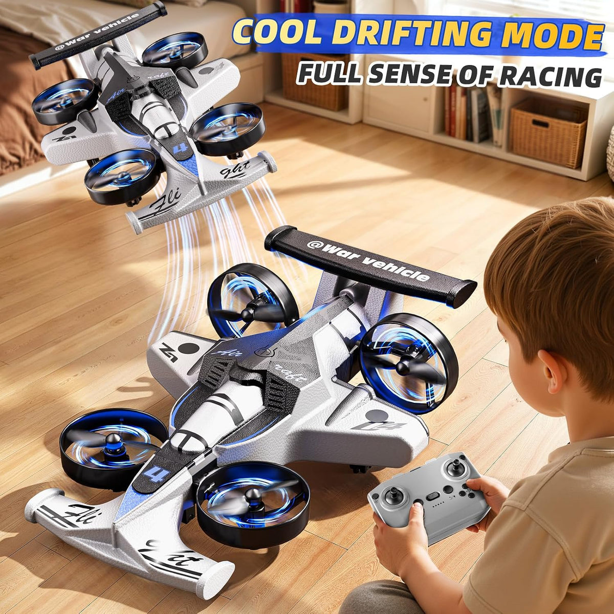 Avión de control remoto para niños, 2 en 1, avión RC Stunt RC Drift, avión de espuma para interiores y exteriores con carreras, trucos, juguetes de regalo para niños, niñas y adultos de 8, 9
