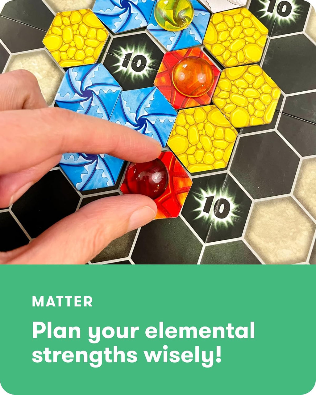 SimplyFun Juego de mesa Matter – Juego de estrategia de control de área para adolescentes y adultos a partir de 10 años – Incluye tablero de juego, 92 fichas de elementos, 56 elementales, 14 fichas de