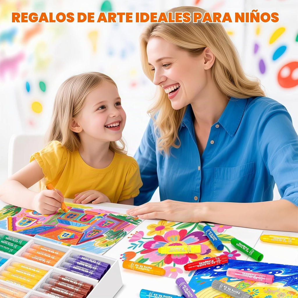 144 barras de pintura de témpera, palitos de pintura sólida lavables de 12