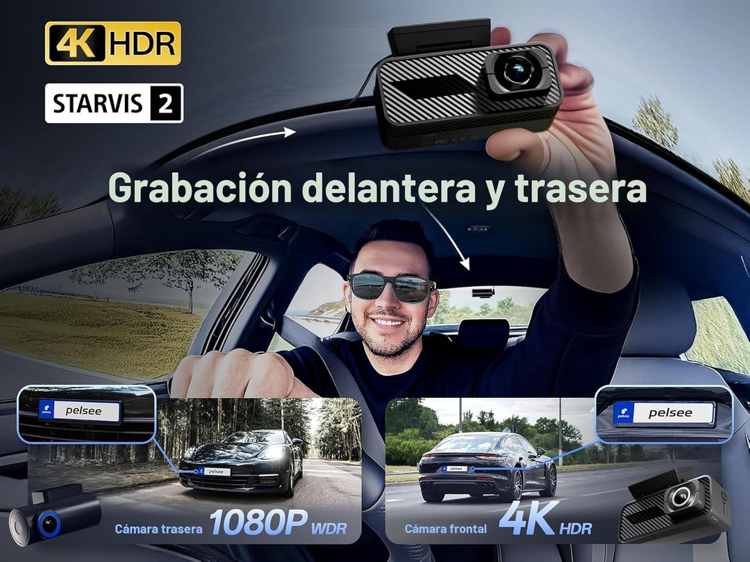 Pelsee Cámara de tablero P1 Pro 4K frontal y trasera