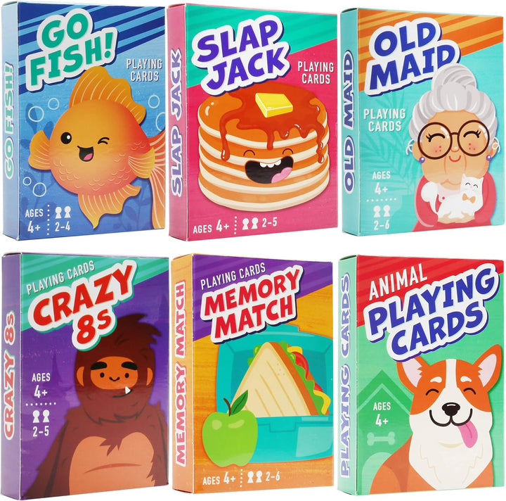 Juegos de Cartas LotFancy para Niños 6 Barajas Pesca Loca