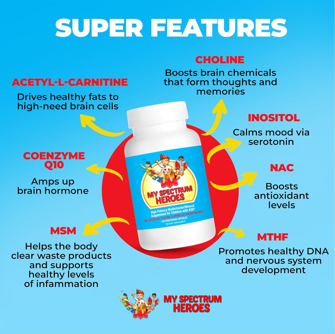 My Spectrum Heroes Suplemento multivitamínico para niños - Acetil-l...
