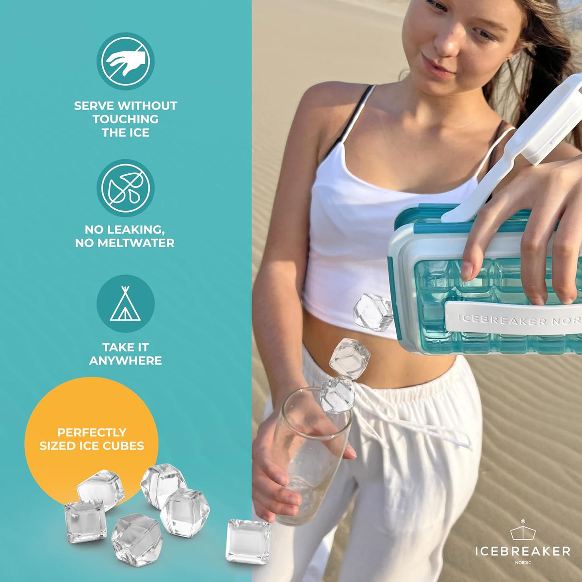 ICEBREAKER POP 2.0 2026: Haz y sirve hielo sin tocar el hielo | Bandeja de hielo de silicona sanitaria para congelador | Bandejas de hielo patentadas para congelador | Esta máquina para hacer cubitos de hielo hace 18 cubos