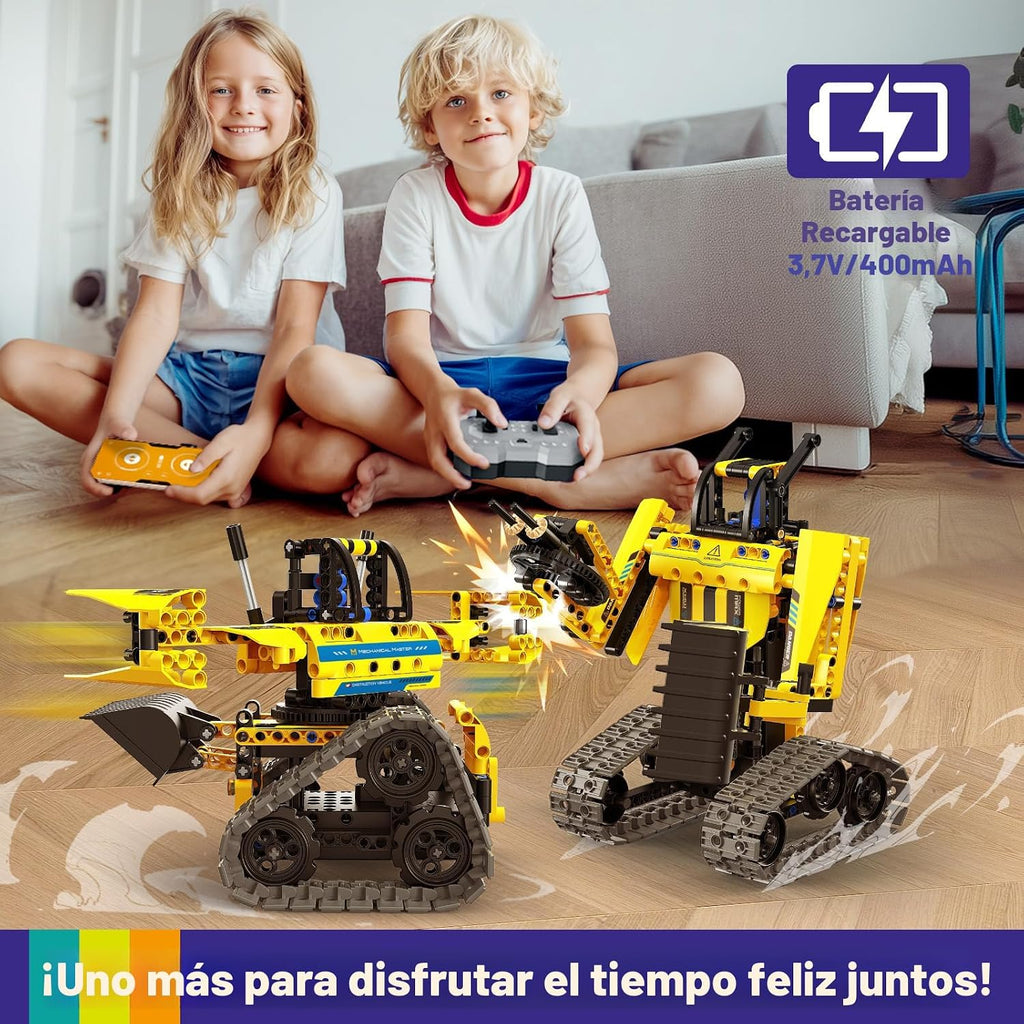 LECPOP Juguetes de construcción 5 en 1, kit de robótica STEM, 430 piezas de bloques RC Robot Erector, aplicación y control remoto, kits de ciencia de excavadora para niños de 6, 7, 8, 9, 10, 11, 12-14