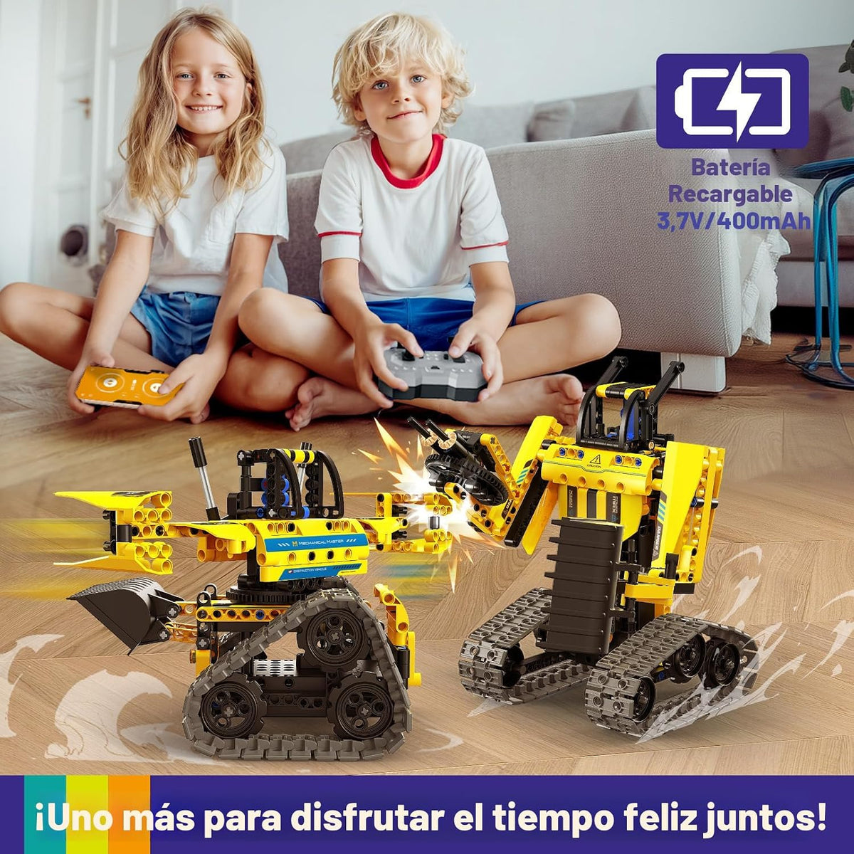 LECPOP Juguetes de construcción 5 en 1, kit de robótica STEM, 430 piezas de bloques RC Robot Erector, aplicación y control remoto, kits de ciencia de excavadora para niños de 6, 7, 8, 9, 10, 11, 12-14