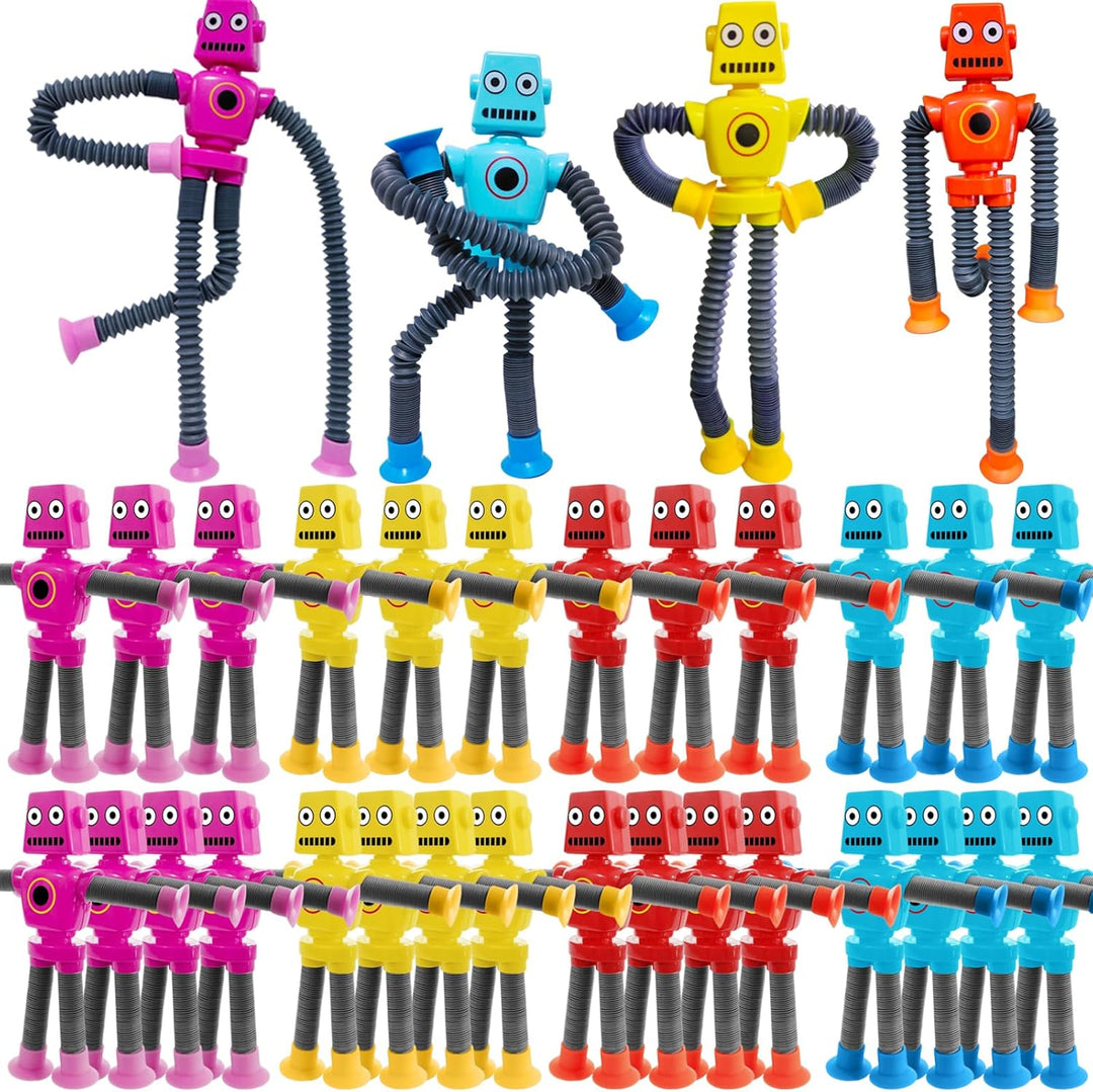 32 piezas de juguete de robot con ventosa, tubos telescópicos que c...