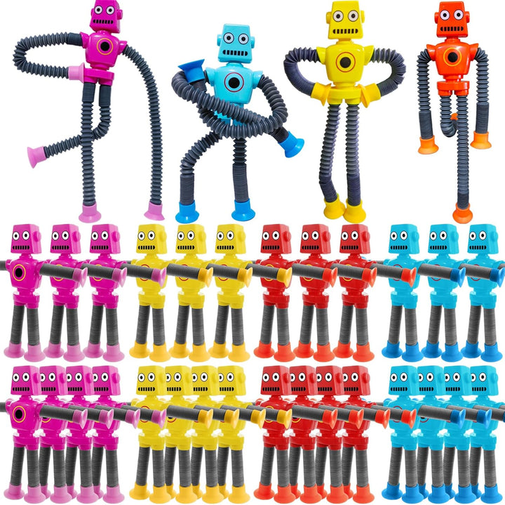 32 piezas de juguete de robot con ventosa, tubos telescópicos que c...