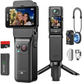 SJCAM Cámara de vlogging C400 PRO 4K con micrófono inalámbrico, cámara de vlog de tarjeta de 128 GB, sensor ultra claro de 1/1.8 pulgadas, cámara de acción de grabación 7H, giroscopio de 6 ejes + EIS