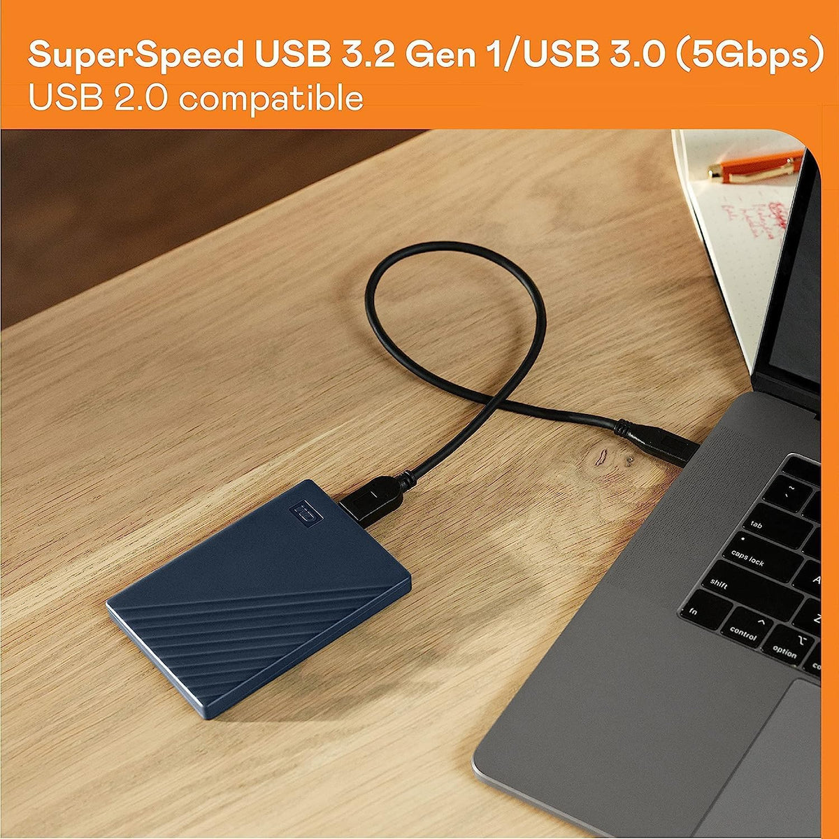 WD My Passport - Disco duro externo portátil de 2 TB para Mac, azul...