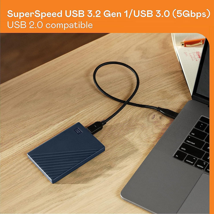 WD My Passport - Disco duro externo portátil de 2 TB para Mac, azul...
