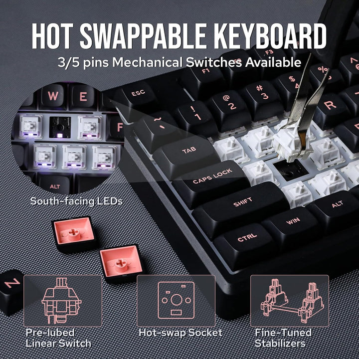 EPOMAKER Galaxy100 QMK\/VIA Wireless Gaming Keyboard, Aluminum Shel...