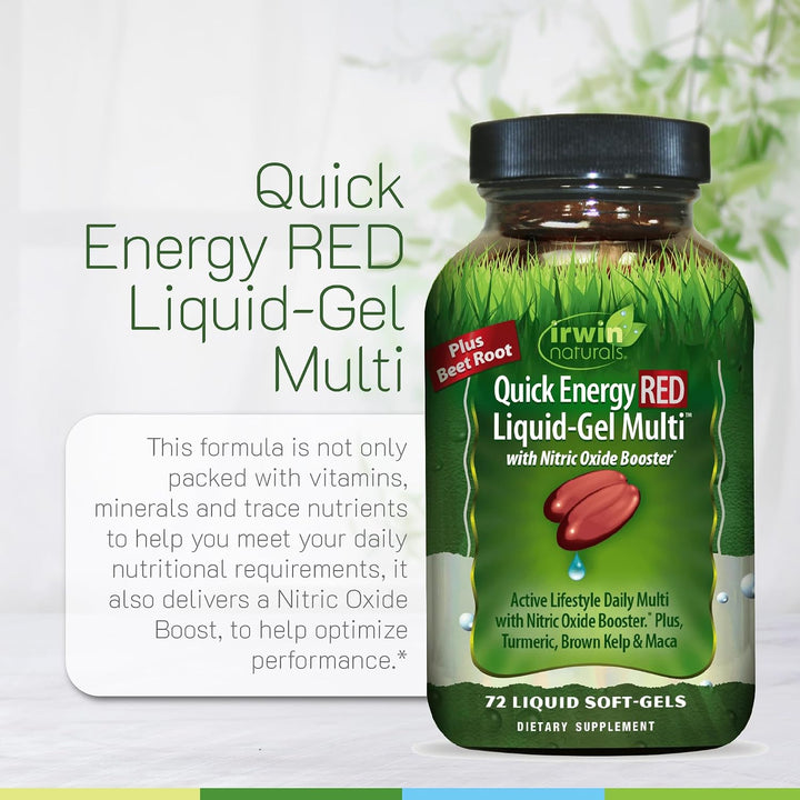 Irwin Naturals Quick Energy RED Liquid Gel Multi \u2013 72 geles lí...
