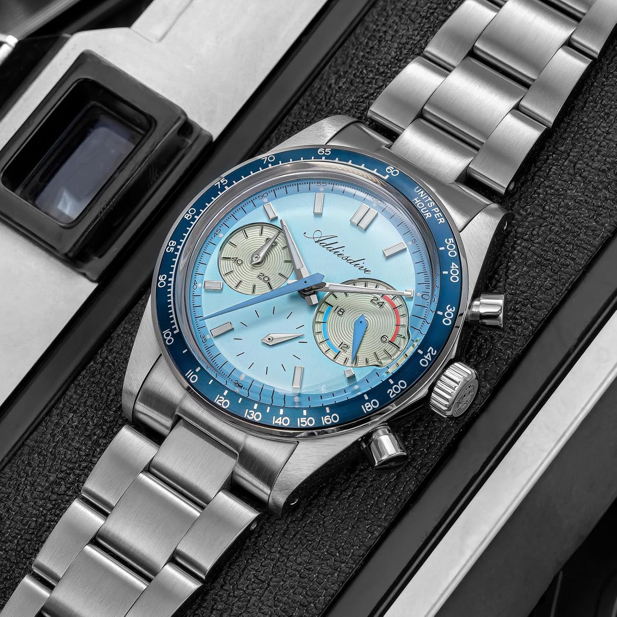 ADDIESDIVE Racing Chronograph Relojes para Hombre 3 Sub-diales 100M a Prueba de Agua