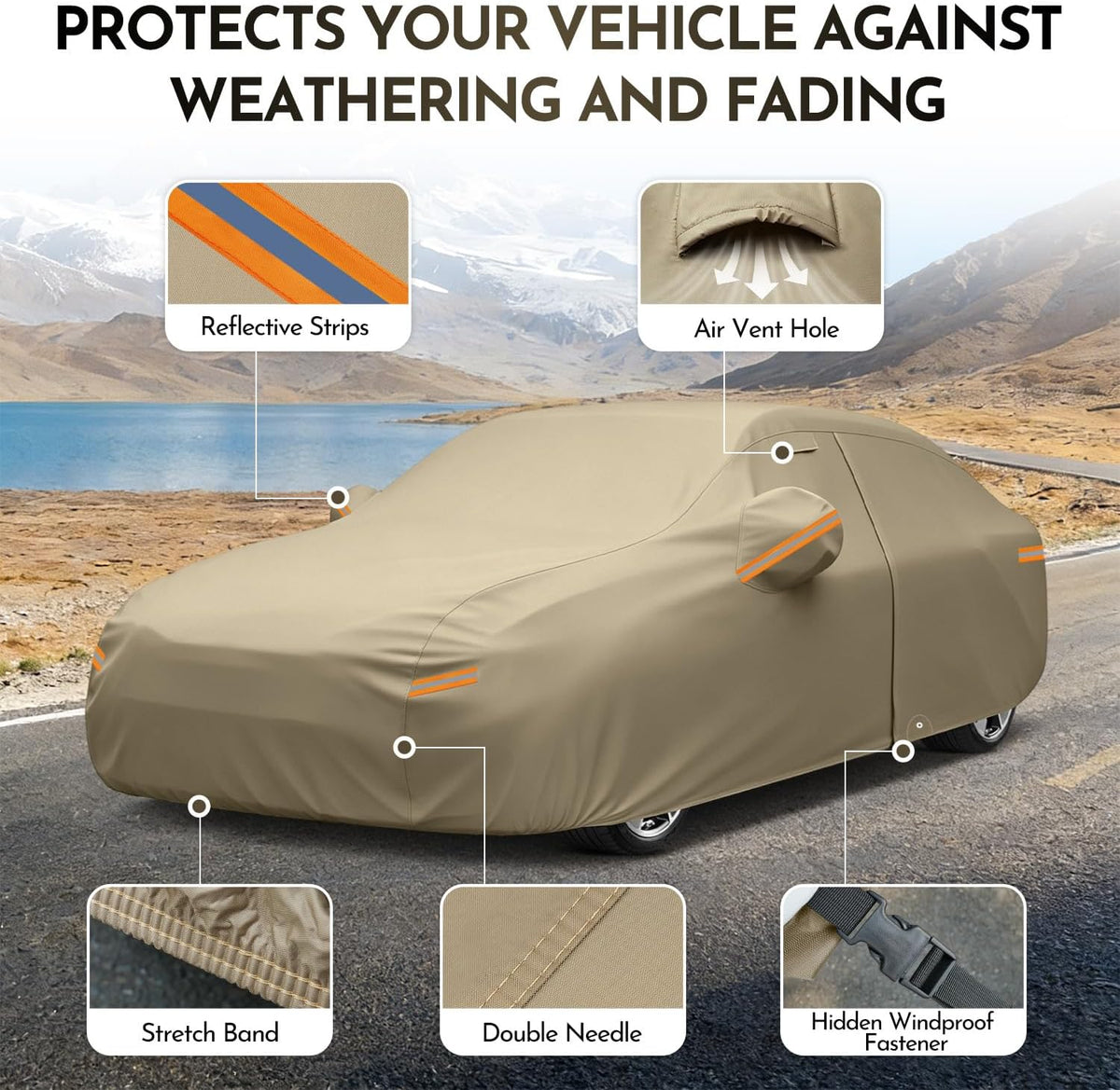Kaugung Funda de automóvil de ajuste personalizado para BMW Serie 5 528i 530 530i 535i 540i M5 (1988-2026), resistente al agua, para todo tipo de clima, con cremallera para puerta del conductor