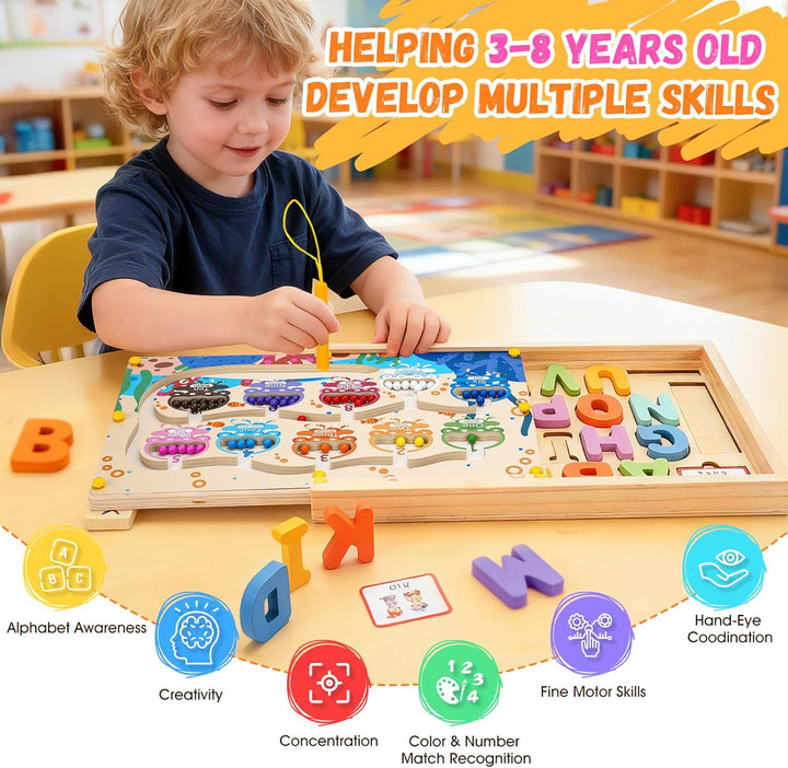 LIOKLICK Juguetes Montessori de madera 4 en 1 con caja de
