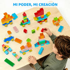 Bloques de construcción para niños de 3 a 8 años | Juguete con 4 camiones | Set educativo STEM para niños y niñas | Creaciones infinitas | Regalo de cumpleaños de Navidad (transporte militar)