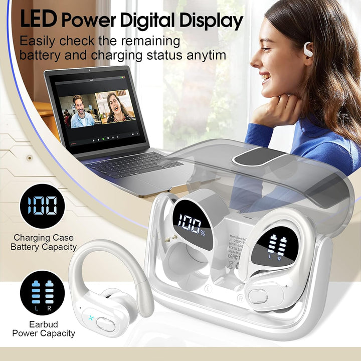 Aptkdoe Auriculares inalámbricos Bluetooth 5.4 de 75 horas para dep...