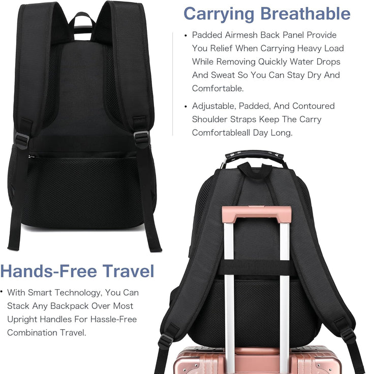 Mochila para laptop Boavan para hombre (Negro, 15.6), rosa y negro,...