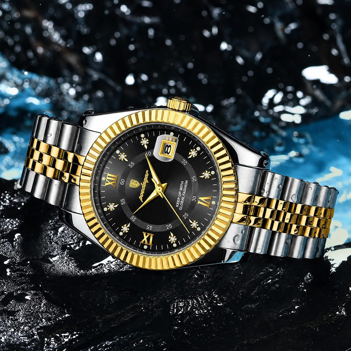 Reloj de vestir de cuarzo analógico de acero inoxidable para hombre