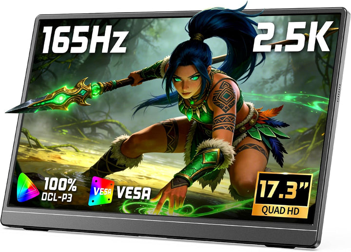 VILVA Monitor para juegos QHD 165Hz USB-C HDMI de 17.3" | 17.3&...